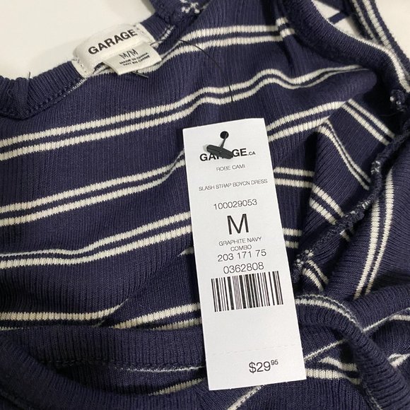 Garage Striped Navy and White Body Con Dress - Picture 3 of 3